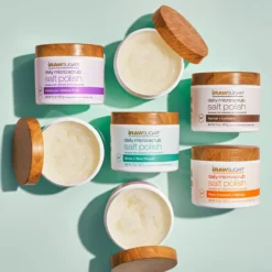 Daily Micro Scrub Salt Polish | Shea + Rice Flower | 15 Oz -Skin Care Specials Store RS PDP Gallery 1280x1920 SaltPolish 7 AquaBackground